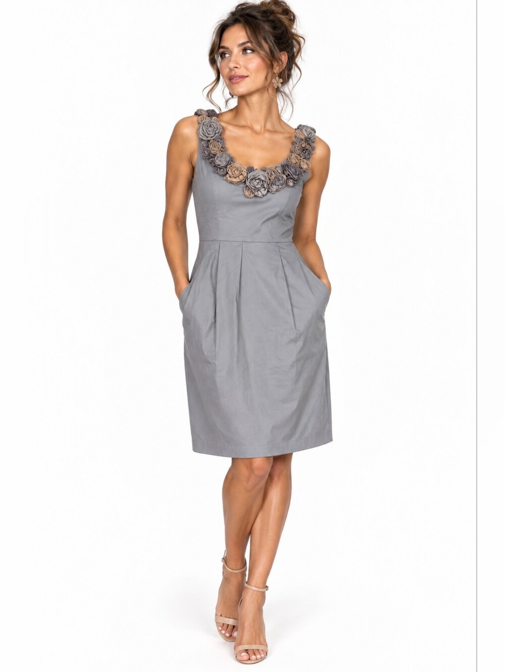 Baraschi Anthropologie In The Wings 3D Rosette Floral Dress Size 4